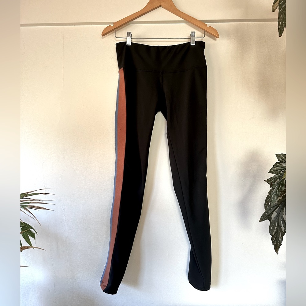 Olympia Activewear for Free People 7/8 Legging - Blue + Brown Stripe